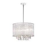 3 Light Crystal Organza Shade Large Pendant